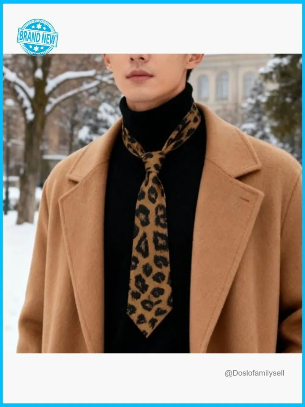 Classic Leopard Print Skinny Tie Formal Wedding Party Elegant Menswear
